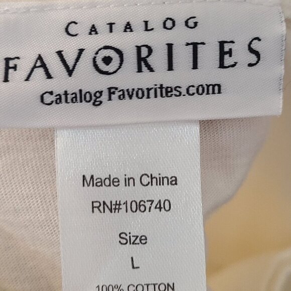 Catalog Favorites Short Sleeve Sequin Top Cream Floral Size L coastal grandma - Picture 6 of 7